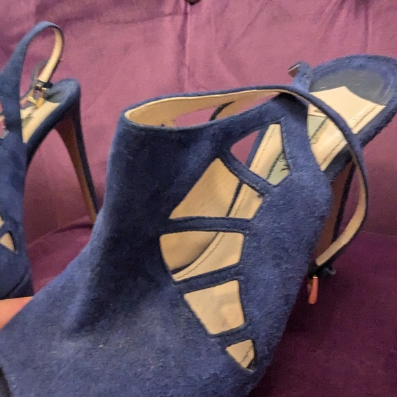 Blue Suede Prada Heels 38 - Picture 3 of 10